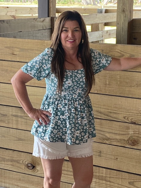 Daisy Printed Tied Back Shirt - Sweetwater Boutique