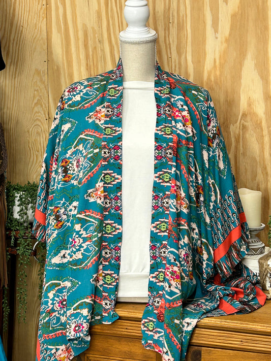 Turquoise Mae Kimono - Sweetwater Boutique