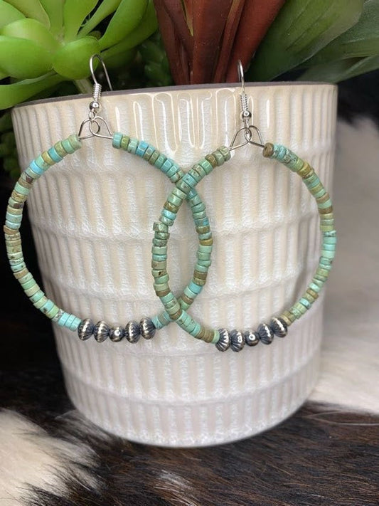 Heishi and Navajo Pearl Hoops - Sweetwater Boutique