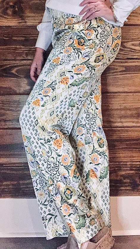 Cream Multi Pants - Sweetwater Boutique