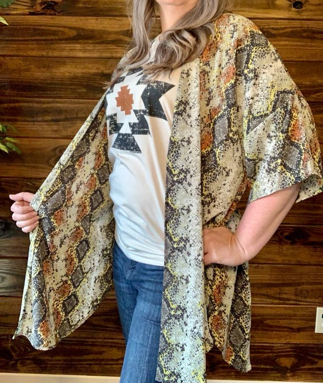 Snake Skin Kimono - Sweetwater Boutique