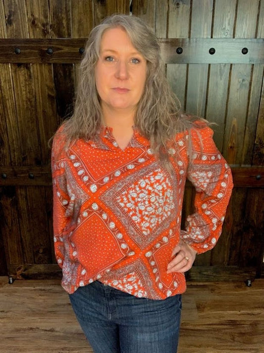 Gianna WCBandana Blouse - Sweetwater Boutique