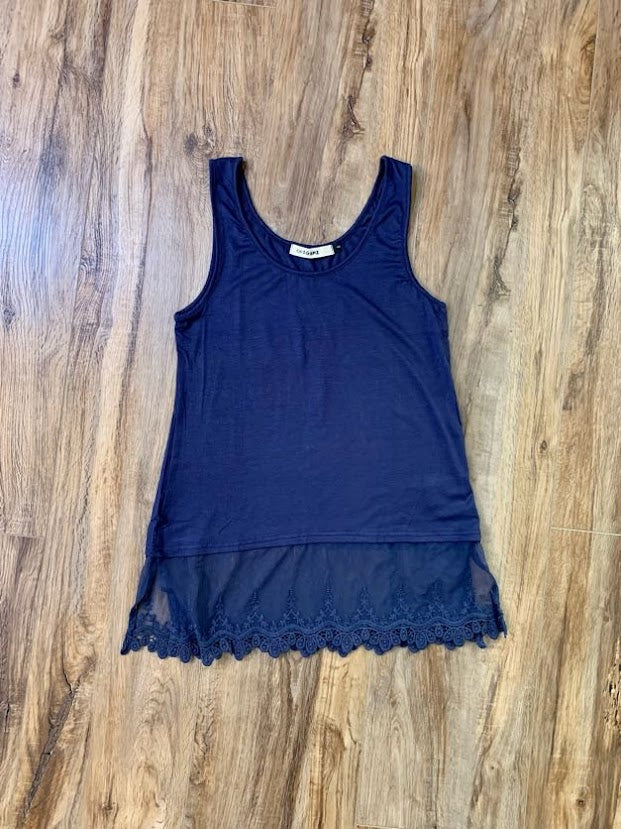 Tank Top With Lace Trimming     (2 colors available) - Sweetwater Boutique