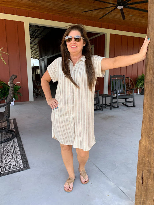 Burlap Safari Crescent Dress - Sweetwater Boutique