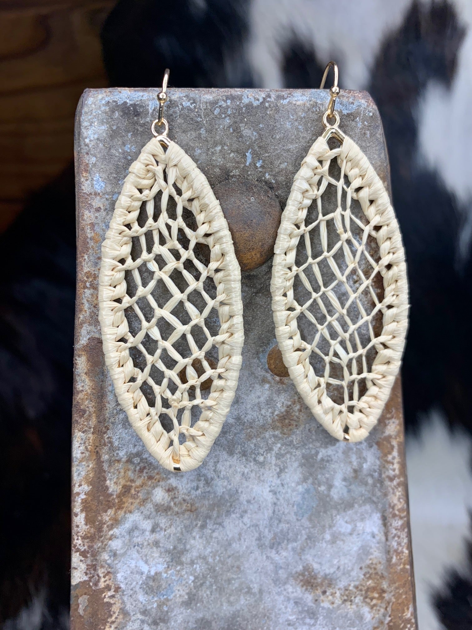 Oval Rattan/Woven Earrings - Sweetwater Boutique