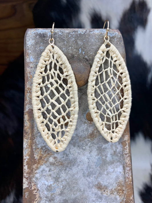Oval Rattan/Woven Earrings - Sweetwater Boutique