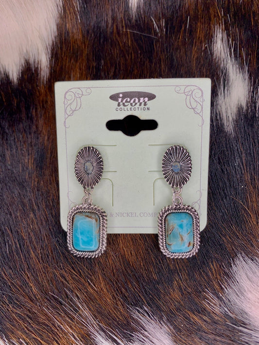 Turquoise and Silver Drop Earrings - Sweetwater Boutique