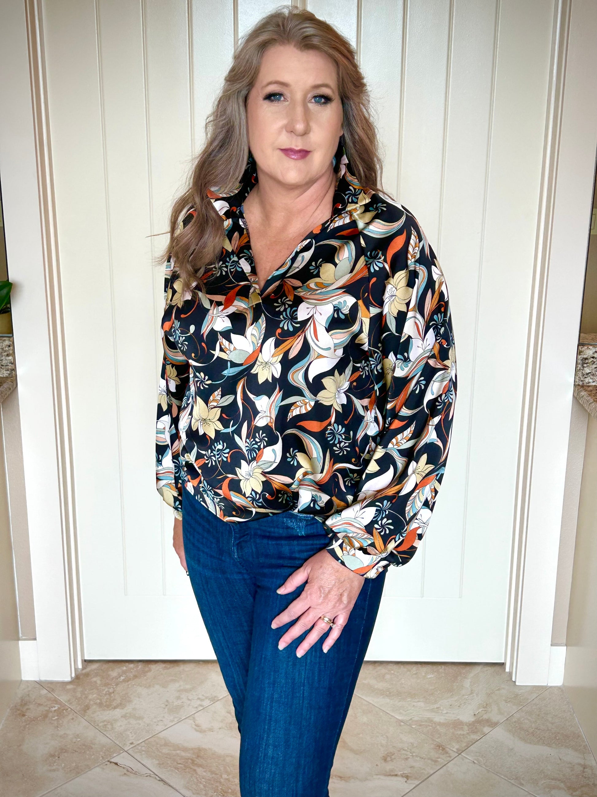 Liv Collared Floral Top - Sweetwater Boutique