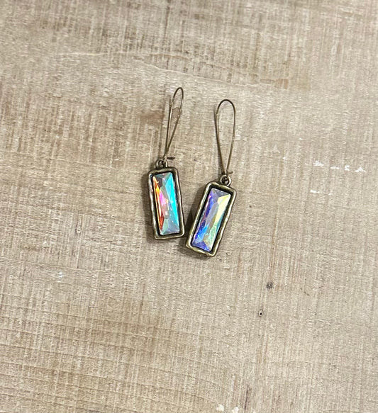 Distressed Gold and Crystal Earrings - Sweetwater Boutique