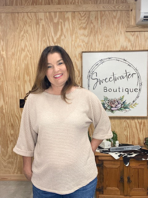 3/4 Sleeve Waffle Shirt (2 colors)