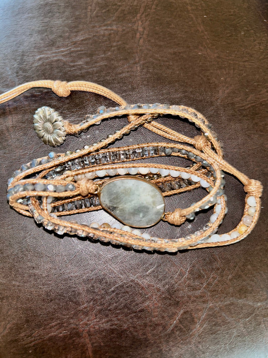 Boho Natural Stone Crystal Wrap Bracelet - Sweetwater Boutique 