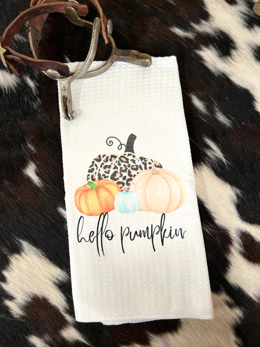 Hello Pumpkin Cheetah Kitchen Towel - Sweetwater Boutique